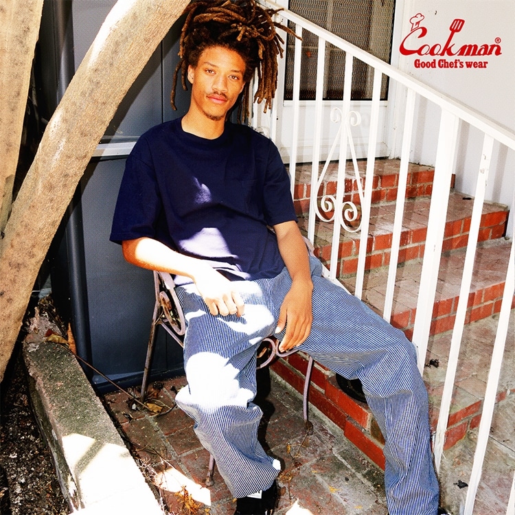 クックマン COOKMAN シェフパンツ ヒッコリー ネイビー 231-34806