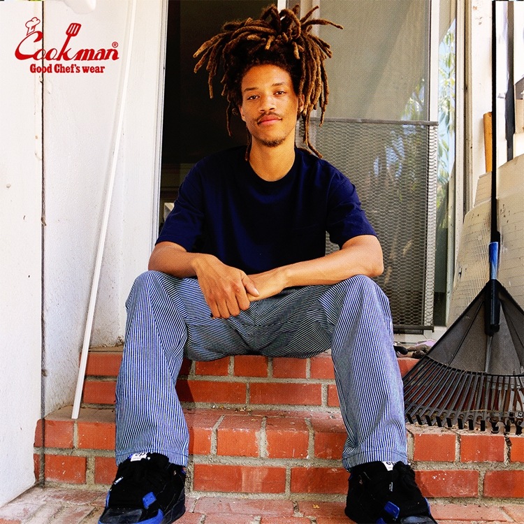 クックマン COOKMAN シェフパンツ ヒッコリー ネイビー 231-34806