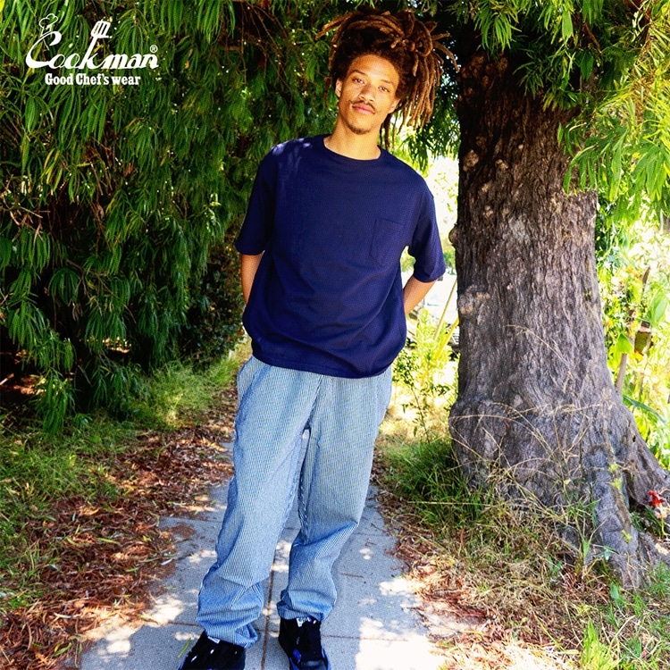 クックマン COOKMAN シェフパンツ ヒッコリー ネイビー 231-34806