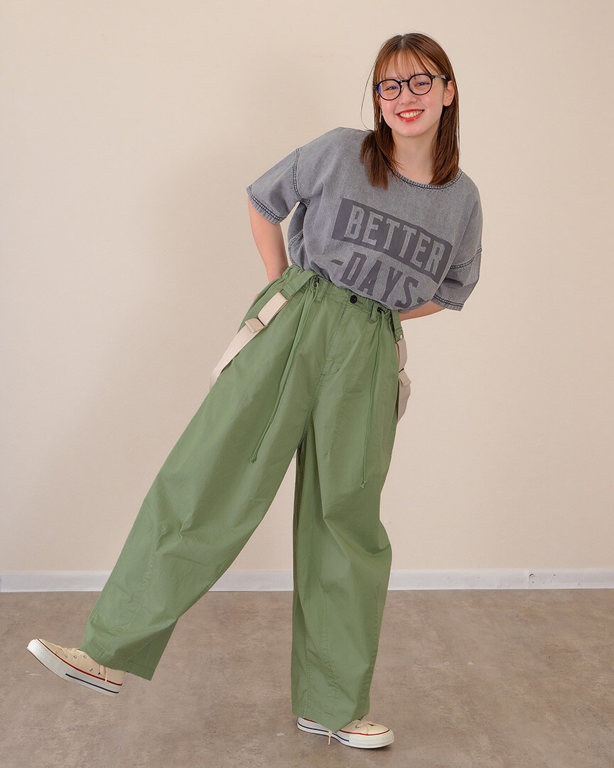 mililopiulu ミリロピュール サスペンダー リラックス パラシュートパンツ 225891