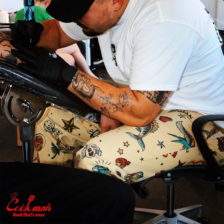 クックマン COOKMAN シェフパンツ オールドタトゥー Old Tattoo Beige 231-51801