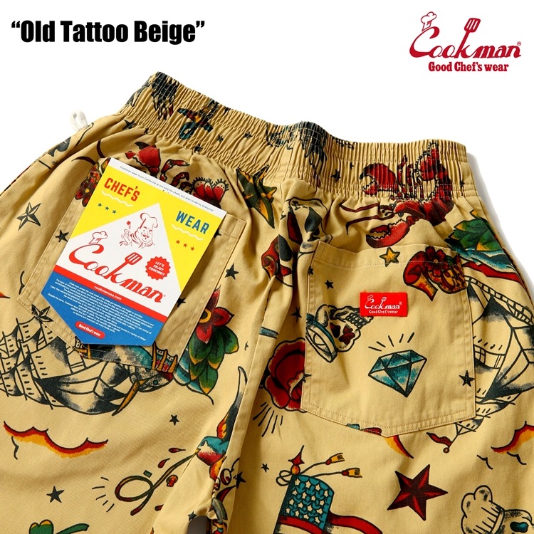 クックマン COOKMAN シェフパンツ オールドタトゥー Old Tattoo Beige 231-51801