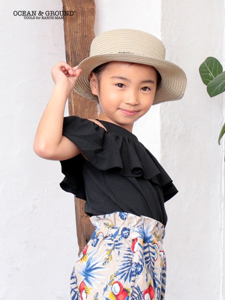 オーシャンアンドグラウンド オフショルダーTシャツ ブラック