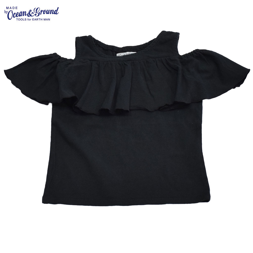 オーシャンアンドグラウンド オフショルダーTシャツ ブラック