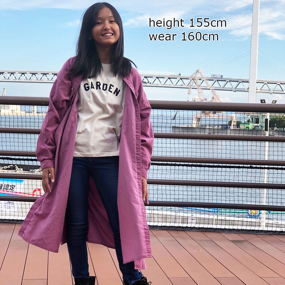 オーシャンアンドグラウンド コーデュロイシャツワンピース パープル