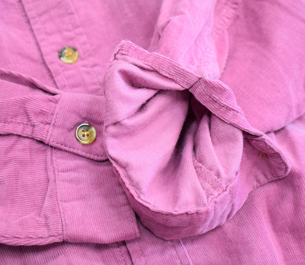 オーシャンアンドグラウンド コーデュロイシャツワンピース パープル