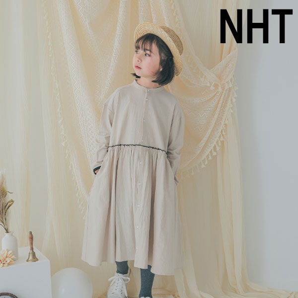 NHT エヌエイチティー ウエストフリルワンピース アイボリー 540863