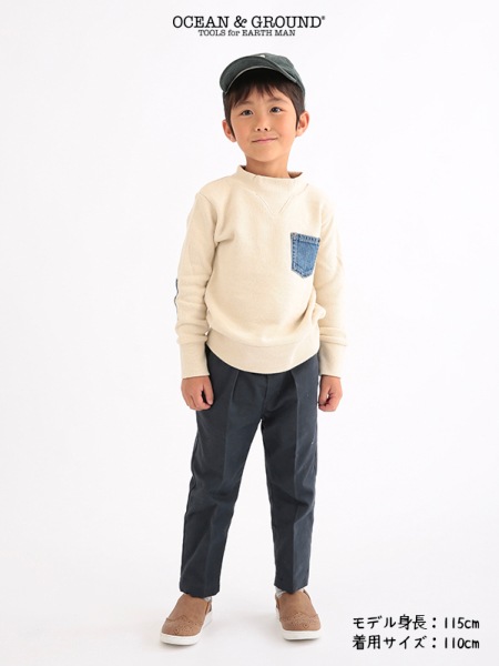 オーシャンアンドグラウンド デニムポケットスウェット グレー