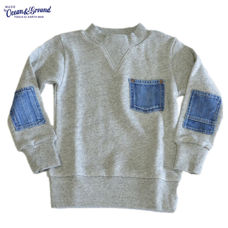 オーシャンアンドグラウンド デニムポケットスウェット グレー