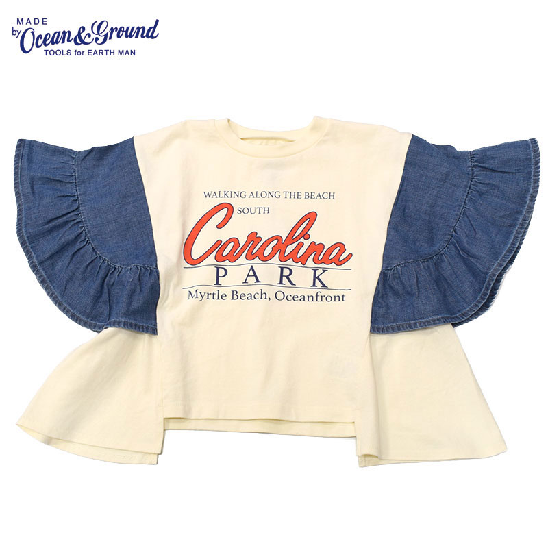 オーシャンアンドグラウンド レーススリーブリメイクTシャツ キナリ 4416108