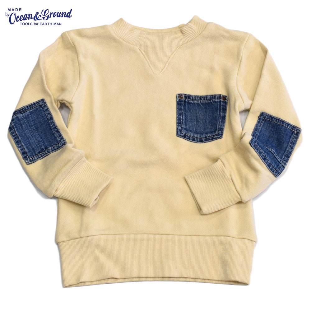 オーシャンアンドグラウンド デニムポケットスウェット アイボリー