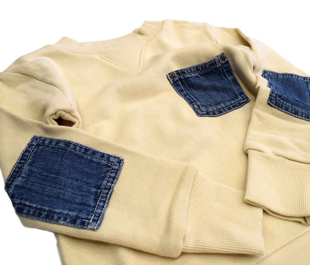 オーシャンアンドグラウンド デニムポケットスウェット アイボリー