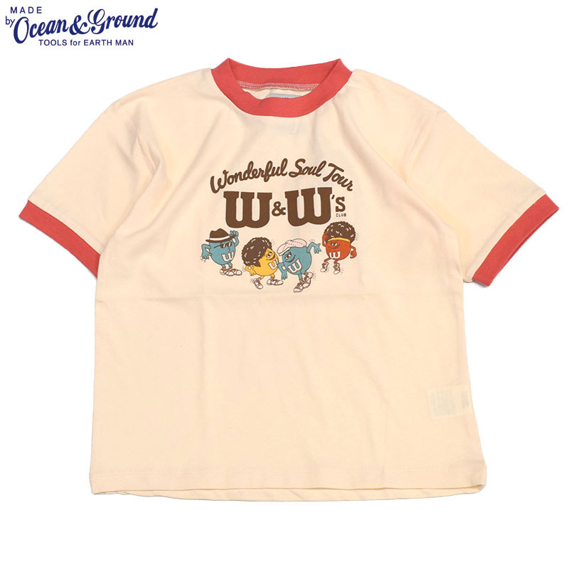 オーシャンアンドグラウンド W＆W’s?リンガーTシャツ オフホワイト 1336103