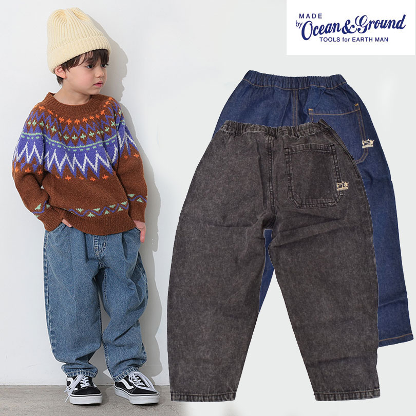 オーシャンアンドグラウンド デニムテーパードタックパンツ 4527002