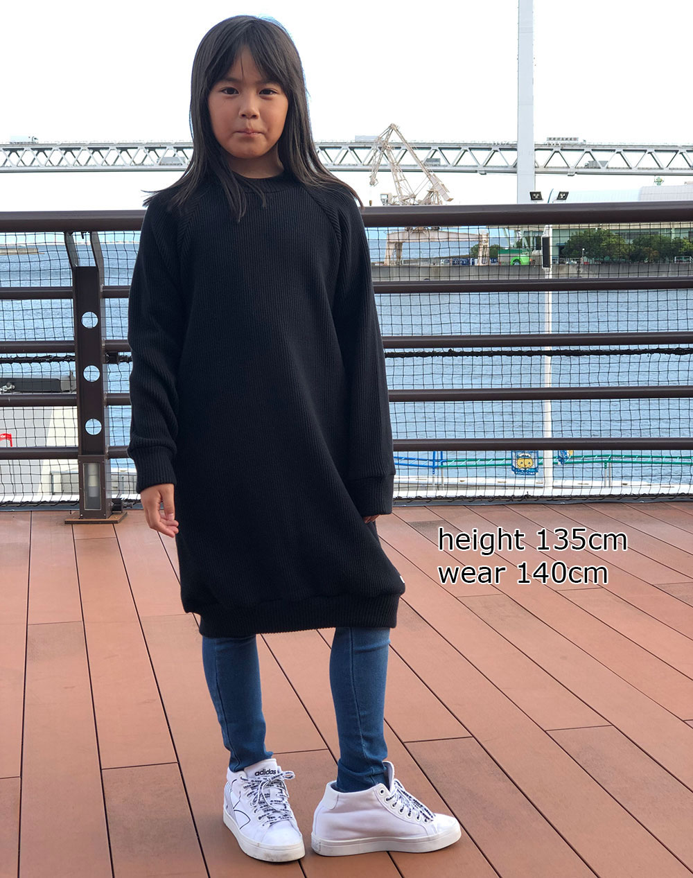 オーシャンアンドグラウンド リブワイドワンピース アイボリー