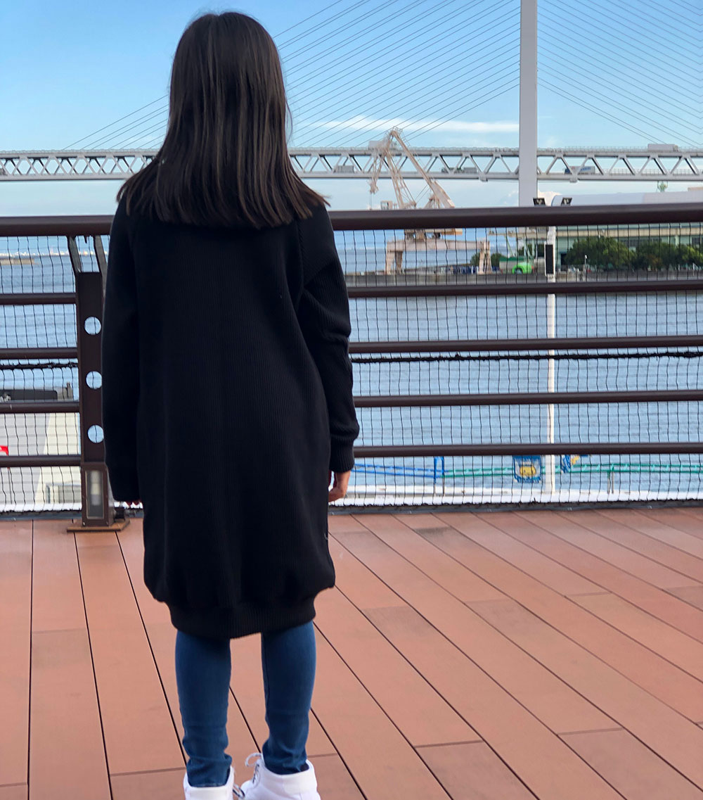 オーシャンアンドグラウンド リブワイドワンピース アイボリー