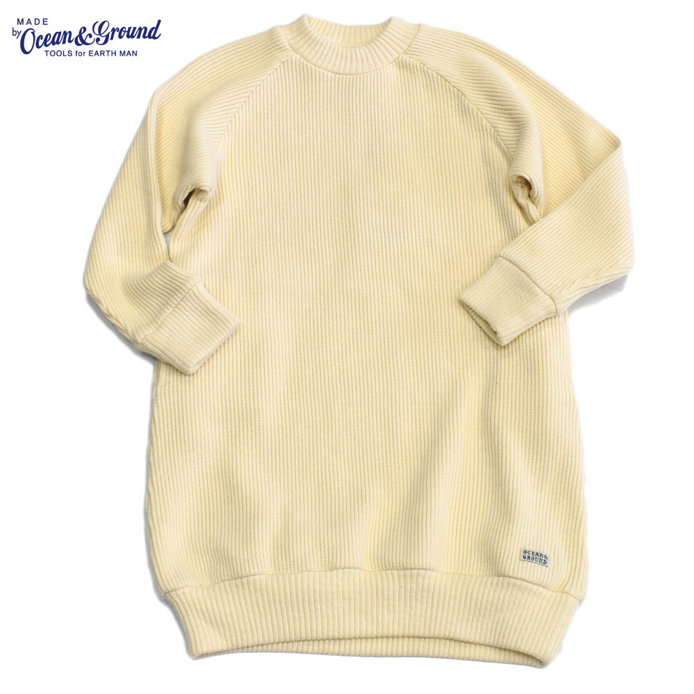 オーシャンアンドグラウンド リブワイドワンピース アイボリー