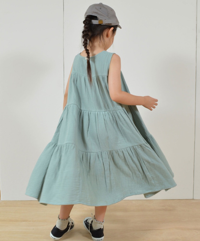 ニコフラート ティアードワンピース グリーン