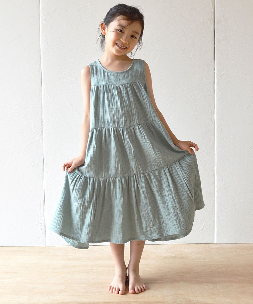 ニコフラート ティアードワンピース グリーン