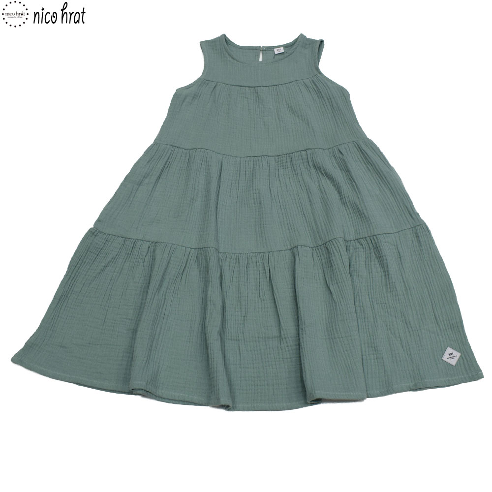 ニコフラート ティアードワンピース グリーン