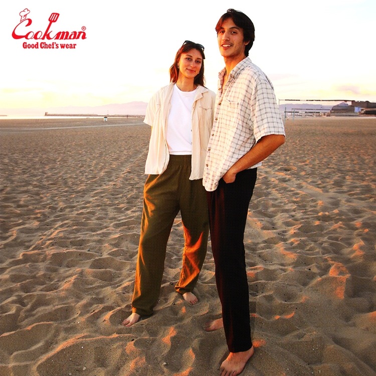 クックマン COOKMAN シェフパンツ 麻素材 Linen Black