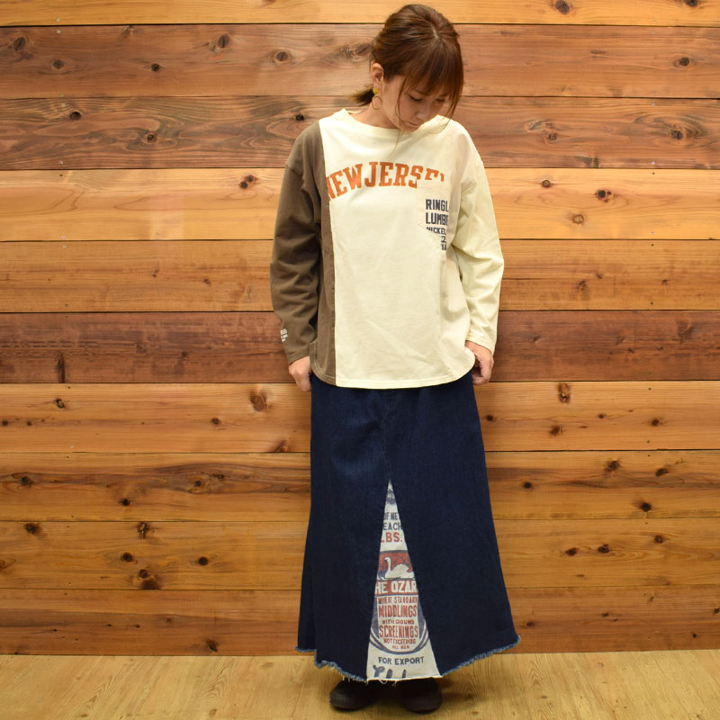 ライム ＬＩＭＥ レディース ミリタリースカート フィードサック切り替え