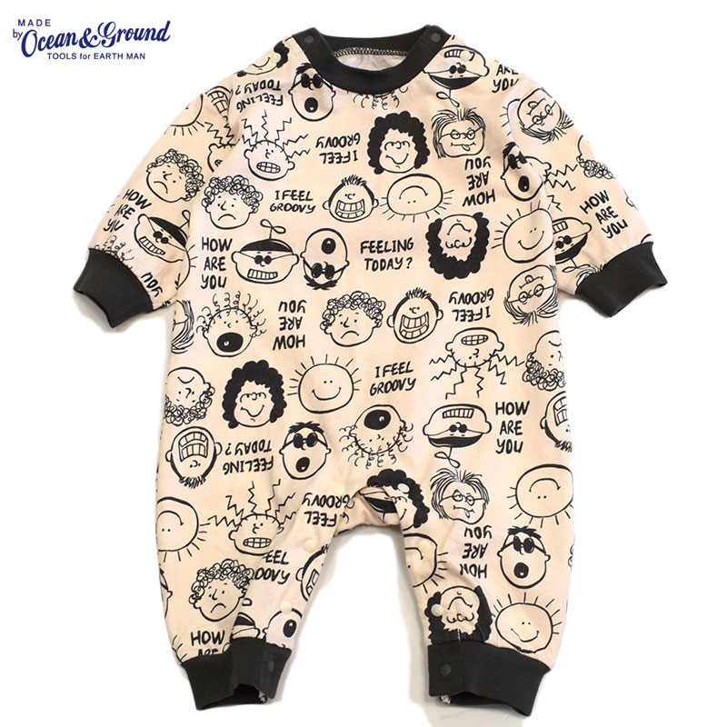 オーシャンアンドグラウンド 総柄ロンパース 4640505