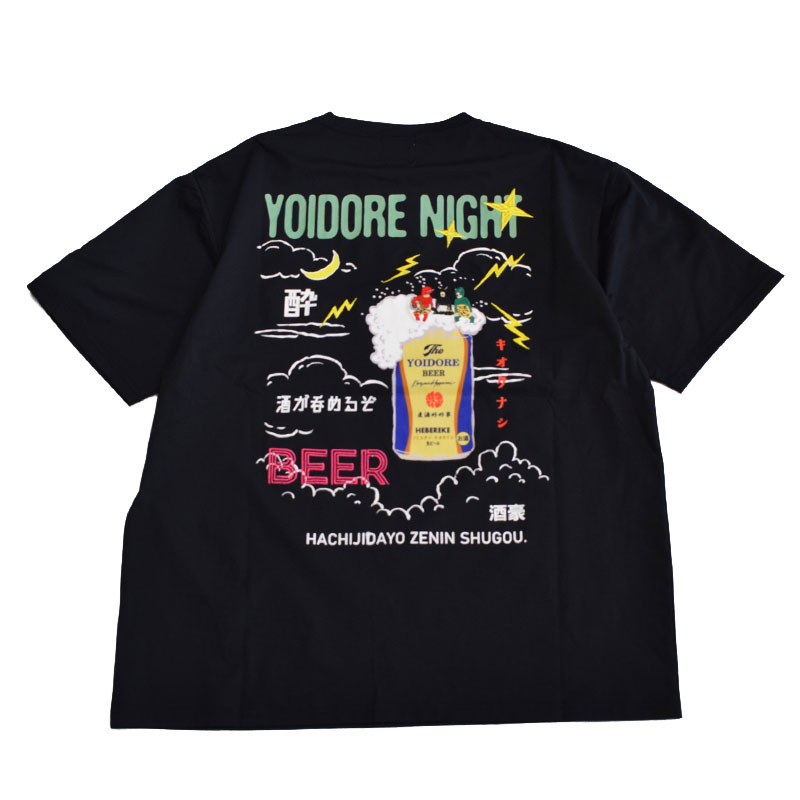 YOIDORE ヨイドレ カミナリサマ 雷様 刺繍プリント 半袖Tシャツ 826502