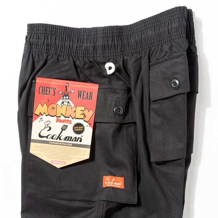 クックマン COOKMAN モンキーパンツ シェフパンツ ヘリンボーン ブラック 231-53836