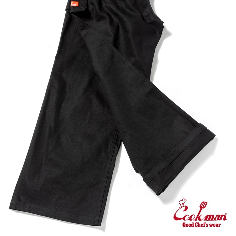 クックマン COOKMAN モンキーパンツ シェフパンツ ヘリンボーン ブラック 231-53836