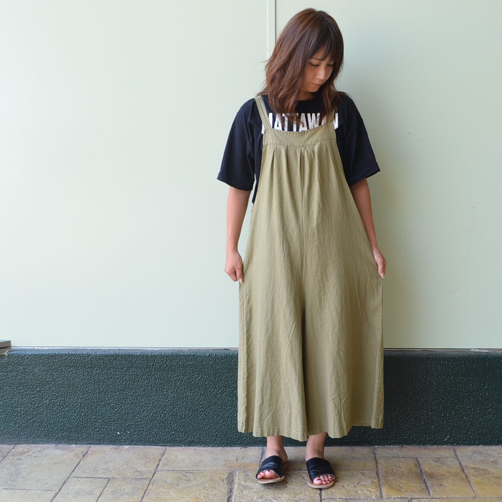 ナネア NANEA 麻レーヨン フロントタック オールインワン