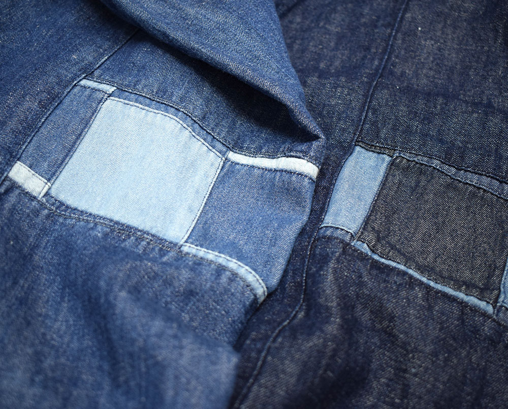 ライム ＬＩＭＥ レディース パッチワーク切替サルエルパンツ 綿麻ネップデニム