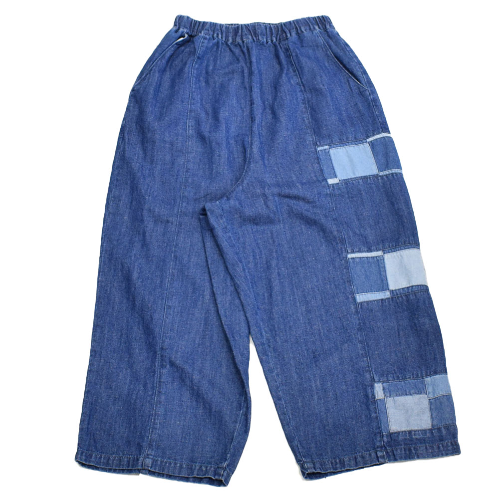 ライム ＬＩＭＥ レディース パッチワーク切替サルエルパンツ 綿麻ネップデニム