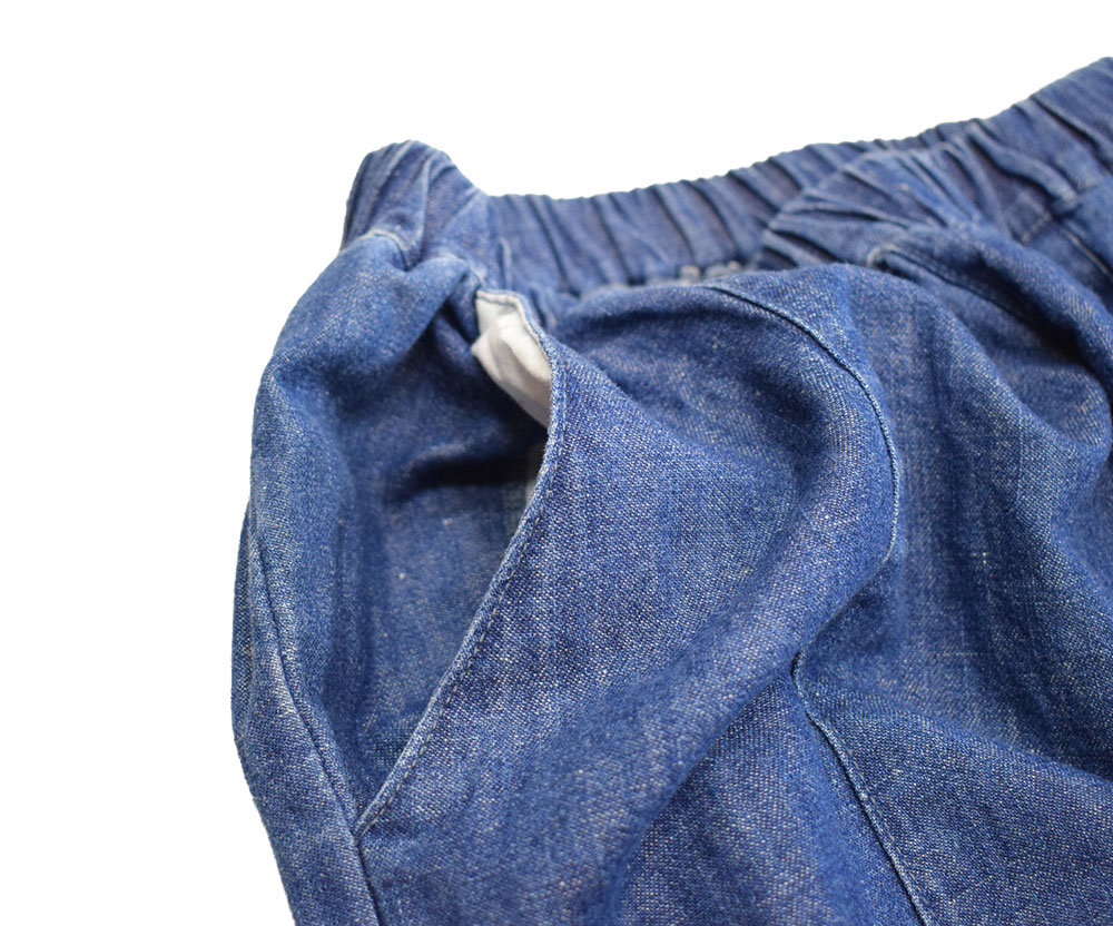 ライム ＬＩＭＥ レディース パッチワーク切替サルエルパンツ 綿麻ネップデニム