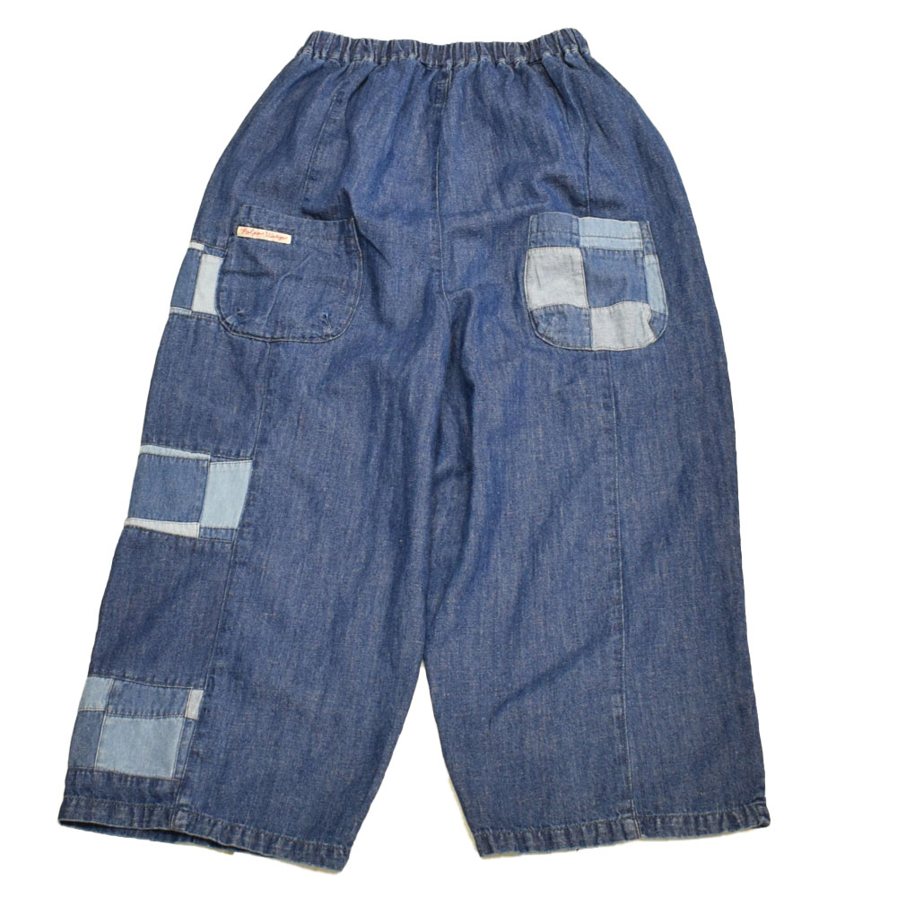 ライム ＬＩＭＥ レディース パッチワーク切替サルエルパンツ 綿麻ネップデニム