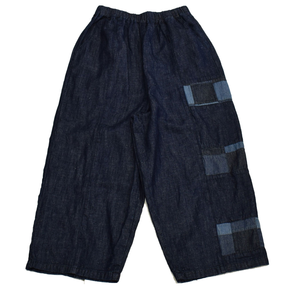 ライム ＬＩＭＥ レディース パッチワーク切替サルエルパンツ 綿麻ネップデニム