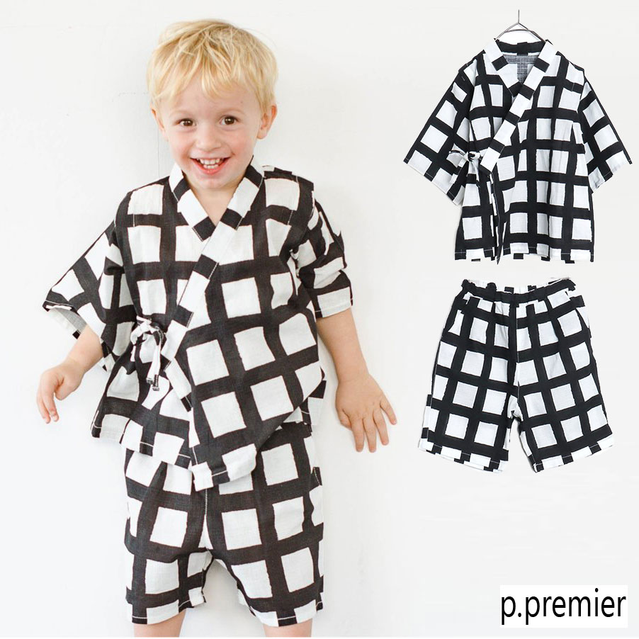 ピードットプルミエ p.premier BIG格子柄ゆったりシルエット甚平 275024