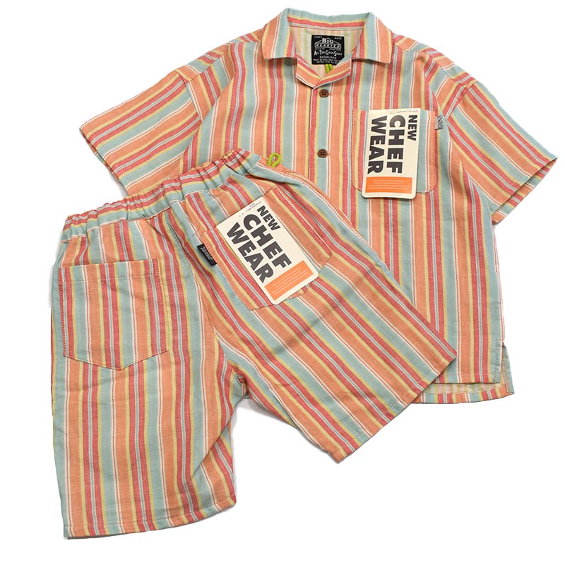 エフオーキッズ F.O.KIDS オープンカラーシャツ ストライプ 209015