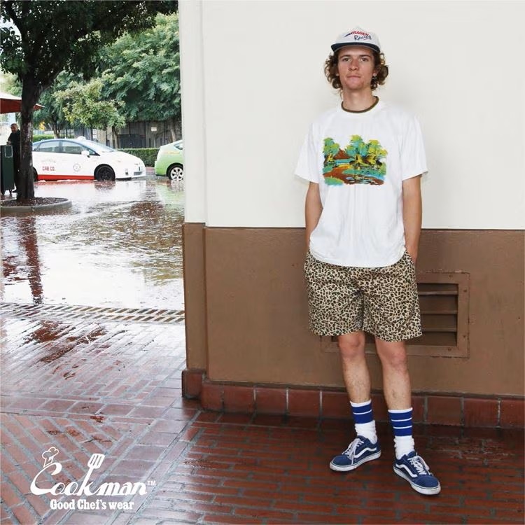 クックマン COOKMAN シェフパンツ ショート レオパード 231-31999