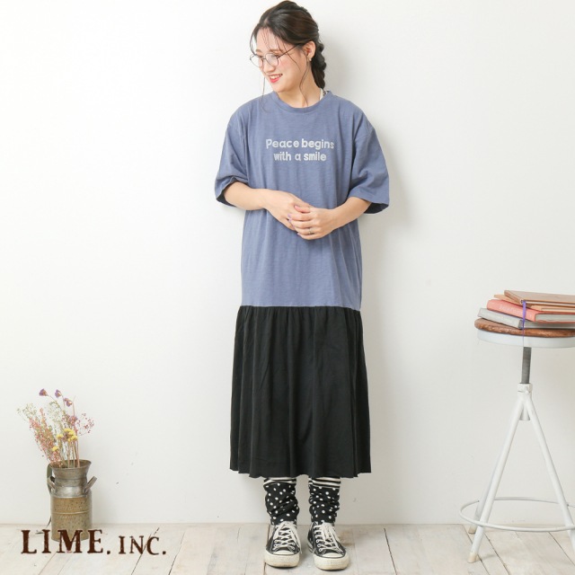 ライム ＬＩＭＥ レディース フレアワンピース５分袖