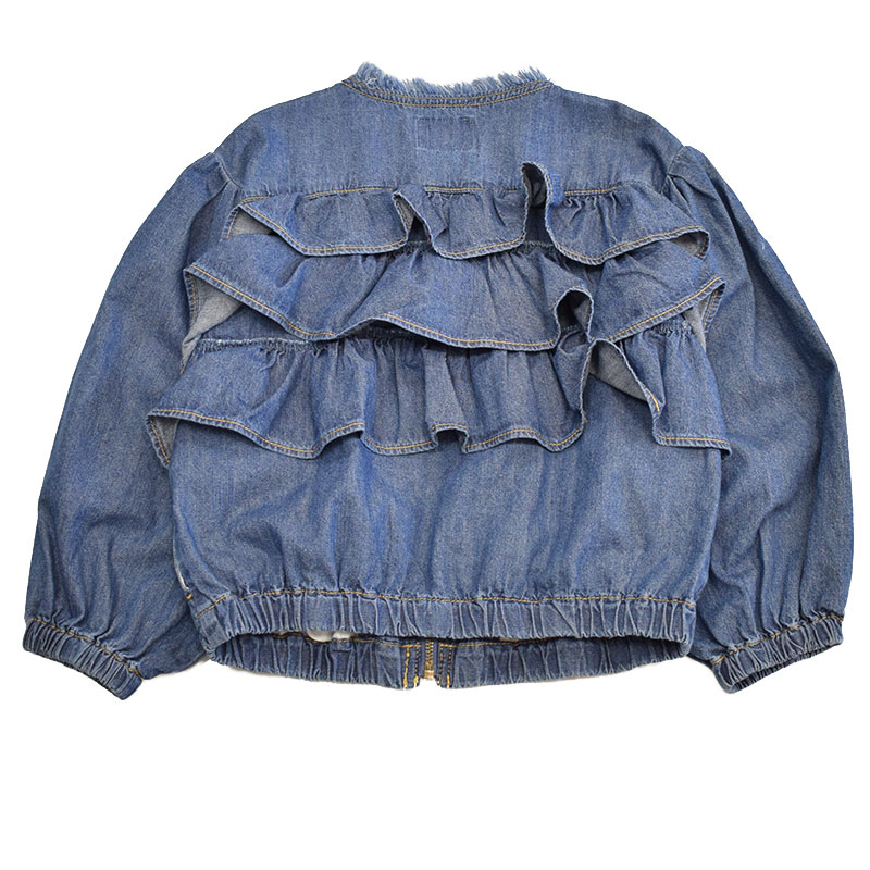 オーシャンアンドグラウンド ノーカラーフリルデニムジャケット 4646305