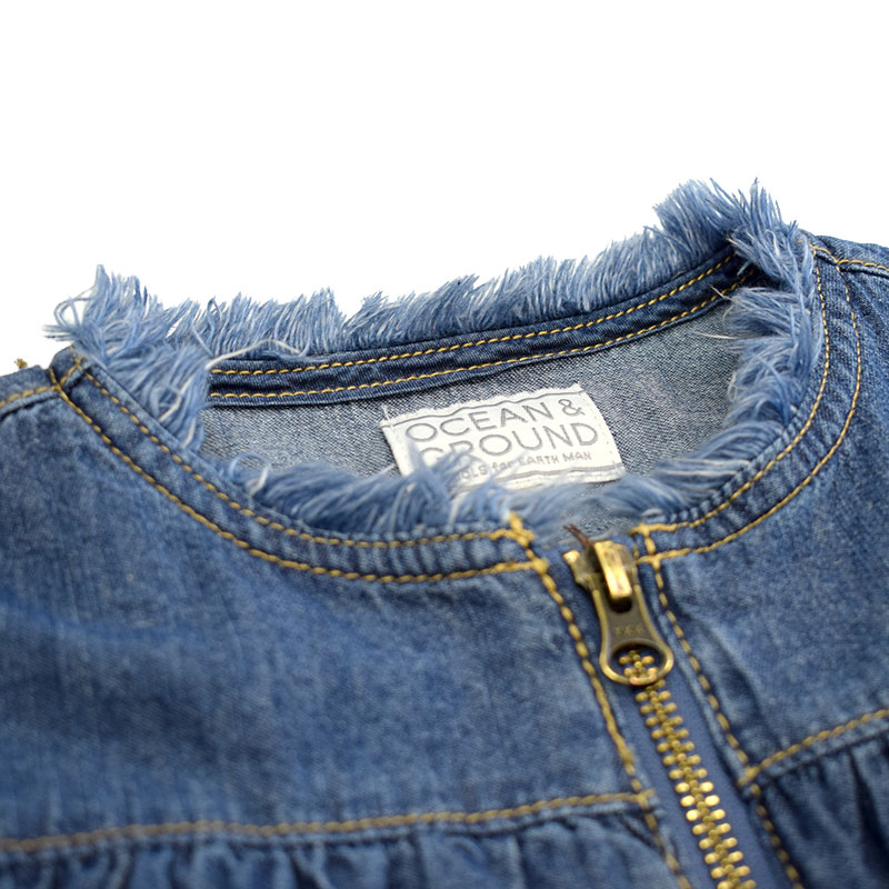 オーシャンアンドグラウンド ノーカラーフリルデニムジャケット 4646305