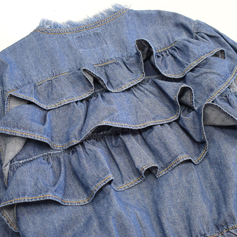 オーシャンアンドグラウンド ノーカラーフリルデニムジャケット 4646305