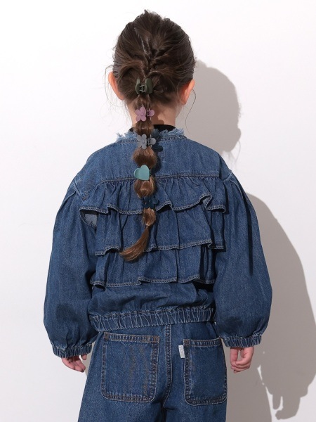 オーシャンアンドグラウンド ノーカラーフリルデニムジャケット 4646305
