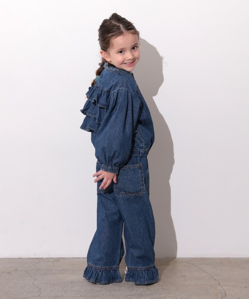 オーシャンアンドグラウンド ノーカラーフリルデニムジャケット 4646305