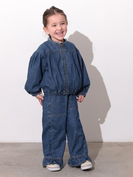 オーシャンアンドグラウンド ノーカラーフリルデニムジャケット 4646305