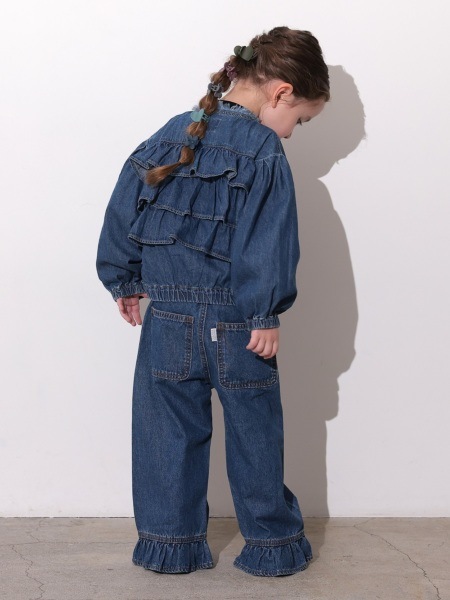 オーシャンアンドグラウンド ノーカラーフリルデニムジャケット 4646305