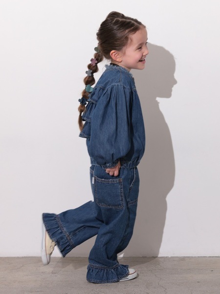 オーシャンアンドグラウンド ノーカラーフリルデニムジャケット 4646305