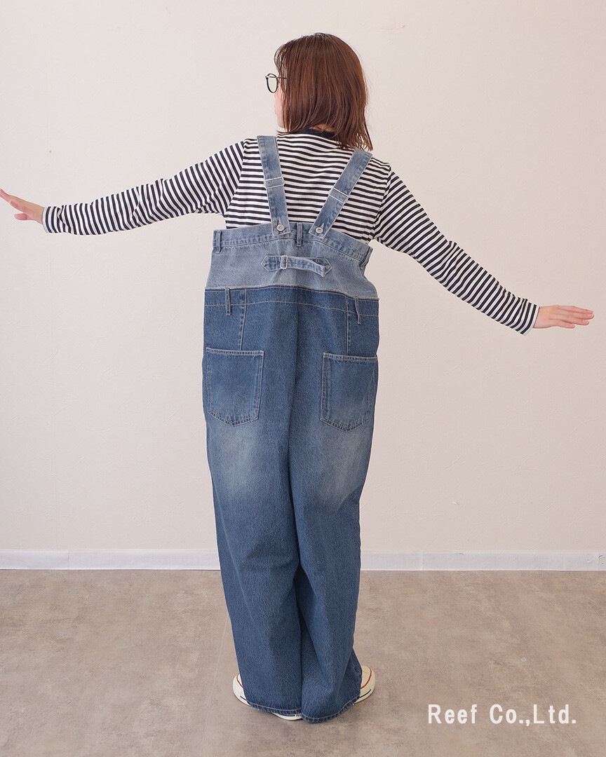 mililopiulu ミリロピュール Wウエスト デニム ロング サロペット 226954