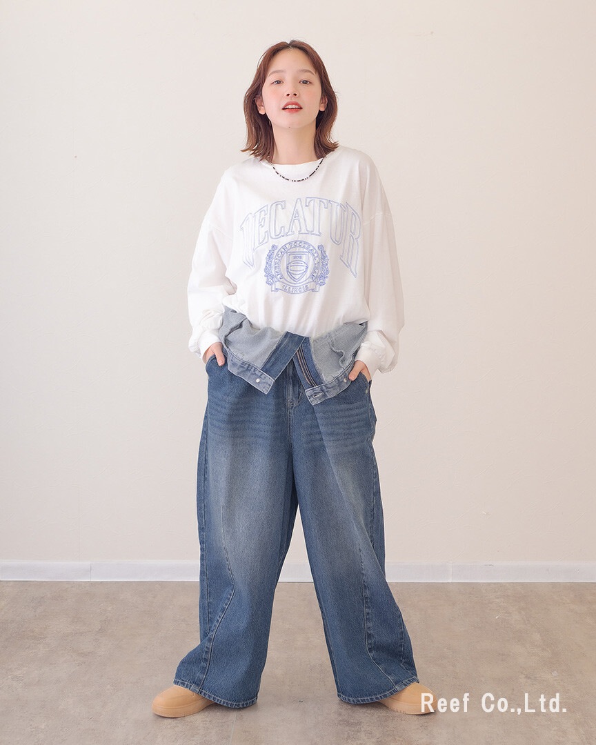 mililopiulu ミリロピュール Wウエスト デニム ロング サロペット 226954